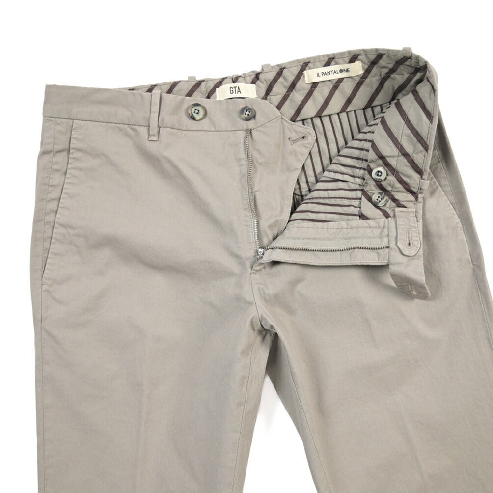 GTA “800 SSL” ストレッチコットン ノータックチノパンツ / EXTRASLIM FIT グレー 46 | GUARDAROBA MILANO OFFICIAL STORE