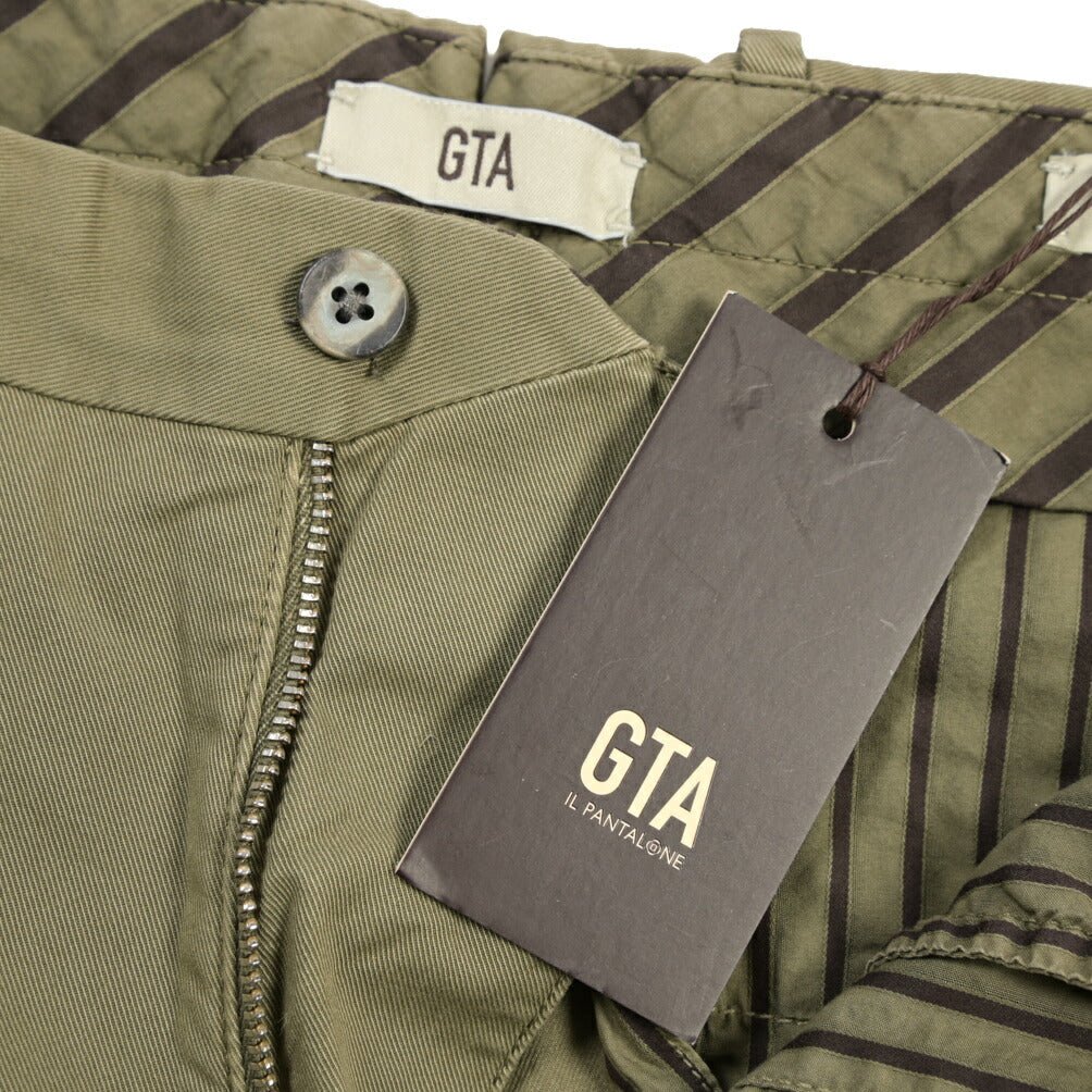 GTA “800 SSL” ストレッチコットン ノータックチノパンツ / EXTRASLIM FIT カーキグリーン 46 | GUARDAROBA MILANO OFFICIAL STORE