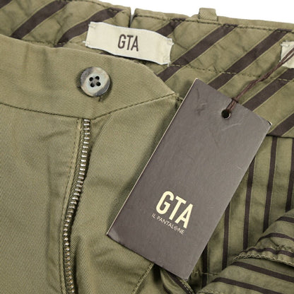 GTA “800 SSL” ストレッチコットン ノータックチノパンツ / EXTRASLIM FIT カーキグリーン 46 | GUARDAROBA MILANO OFFICIAL STORE