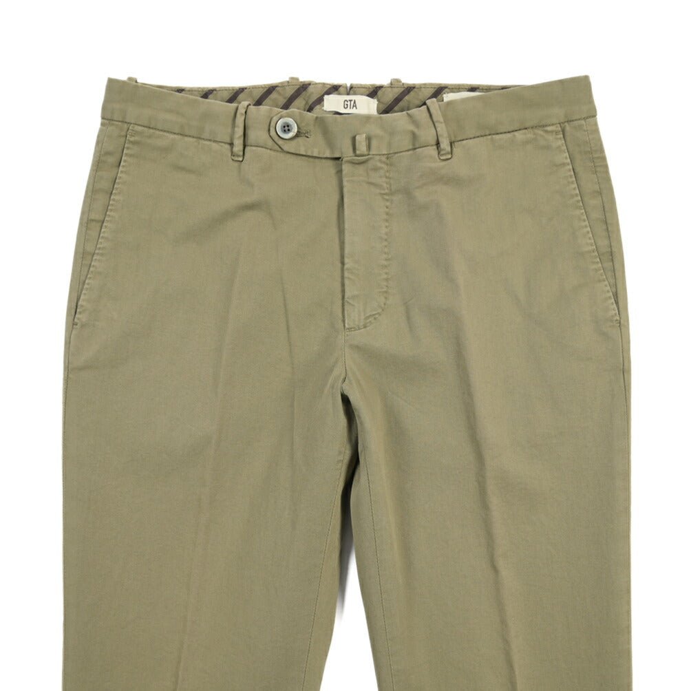 GTA “800 SSL” ストレッチコットン ノータックチノパンツ / EXTRASLIM FIT カーキグリーン 46 | GUARDAROBA MILANO OFFICIAL STORE