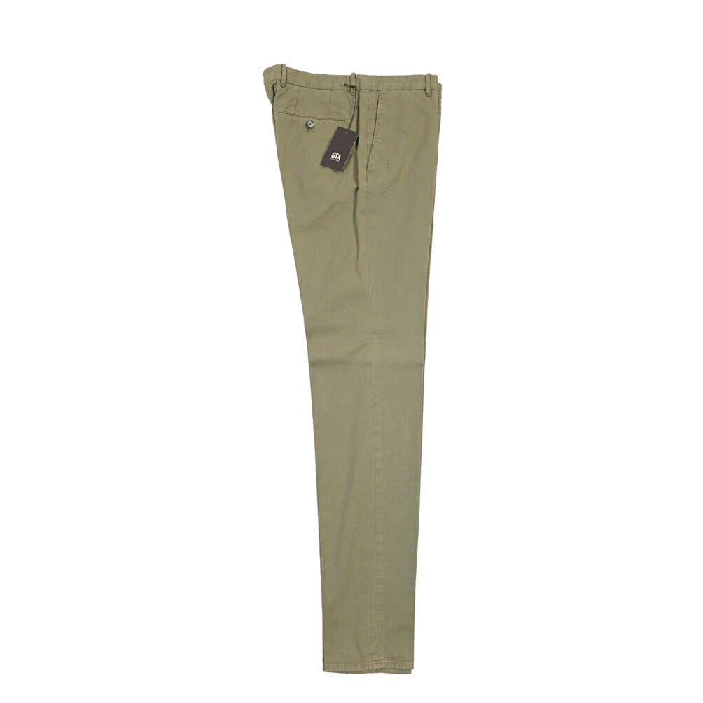 GTA “800 SSL” ストレッチコットン ノータックチノパンツ / EXTRASLIM FIT カーキグリーン 46 | GUARDAROBA MILANO OFFICIAL STORE