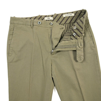 GTA “800 SSL” ストレッチコットン ノータックチノパンツ / EXTRASLIM FIT カーキグリーン 46 | GUARDAROBA MILANO OFFICIAL STORE