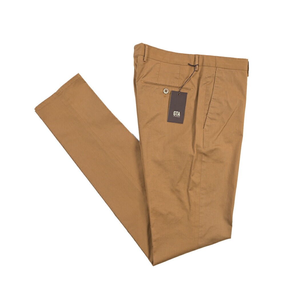 GTA “800K” ストレッチコットン ノータックチノパンツ / EXTRASLIM FIT ブラウン 46 | GUARDAROBA MILANO OFFICIAL STORE