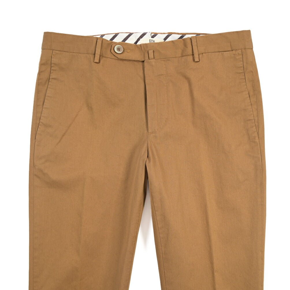 GTA “800K” ストレッチコットン ノータックチノパンツ / EXTRASLIM FIT ブラウン 46 | GUARDAROBA MILANO OFFICIAL STORE