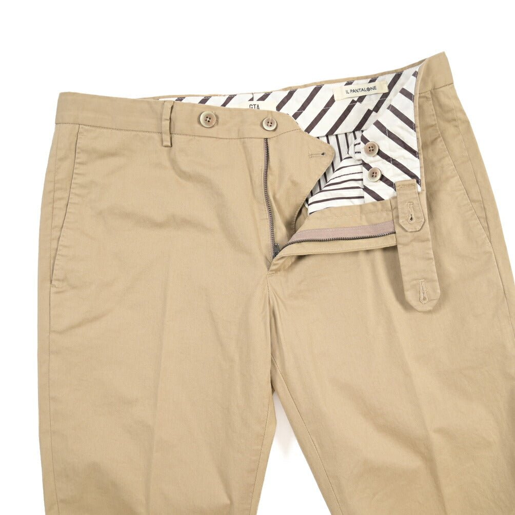 GTA “800K” ストレッチコットン ノータックチノパンツ / EXTRASLIM FIT ベージュ 44 | GUARDAROBA MILANO OFFICIAL STORE