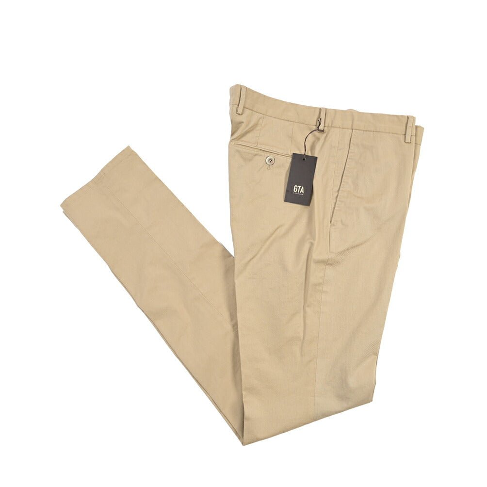 GTA “800K” ストレッチコットン ノータックチノパンツ / EXTRASLIM FIT ベージュ 44 | GUARDAROBA MILANO OFFICIAL STORE