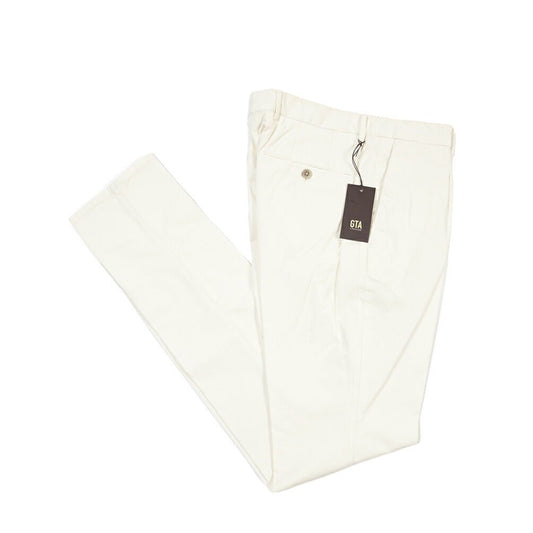 GTA “800KP” ストレッチコットン ワンタックパンツ / EXTRASLIM / メンズ ホワイト 48 | GUARDAROBA MILANO OFFICIAL STORE