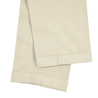 GTA “ALESSANDRO” ストレッチコットン ワンタックヘリンボーンパンツ / COMFORT / メンズ ベージュ 48 | GUARDAROBA MILANO OFFICIAL STORE
