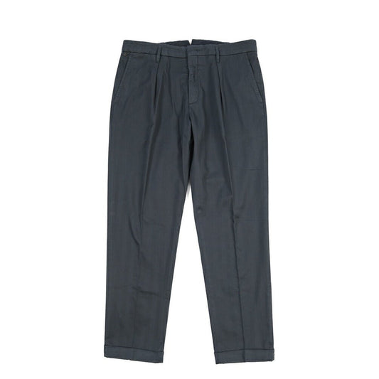 GTA “ALESSANDRO” ストレッチコットン ワンタックヘリンボーンパンツ / COMFORT / メンズ ダークネイビー 46 | GUARDAROBA MILANO OFFICIAL STORE