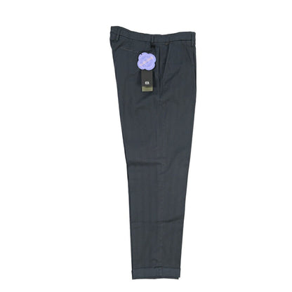 GTA “ALESSANDRO” ストレッチコットン ワンタックヘリンボーンパンツ / COMFORT / メンズ ダークネイビー 46 | GUARDAROBA MILANO OFFICIAL STORE
