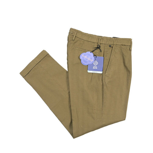 GTA “ALESSANDRO” ストレッチコットン ワンタックヘリンボーンパンツ / COMFORT / メンズ カーキグリーン 48 | GUARDAROBA MILANO OFFICIAL STORE