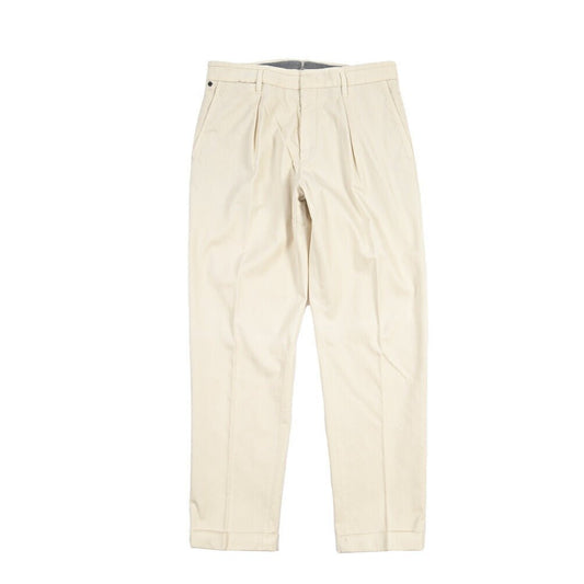 GTA “ALESSANDRO” ストレッチコットン ワンタックヘリンボーンパンツ / COMFORT / メンズ ホワイト 46 | GUARDAROBA MILANO OFFICIAL STORE