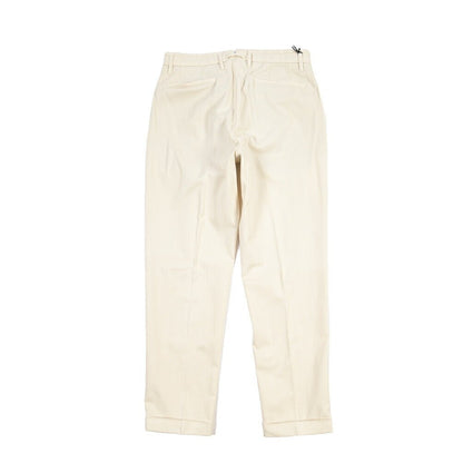 GTA “ALESSANDRO” ストレッチコットン ワンタックヘリンボーンパンツ / COMFORT / メンズ ホワイト 46 | GUARDAROBA MILANO OFFICIAL STORE