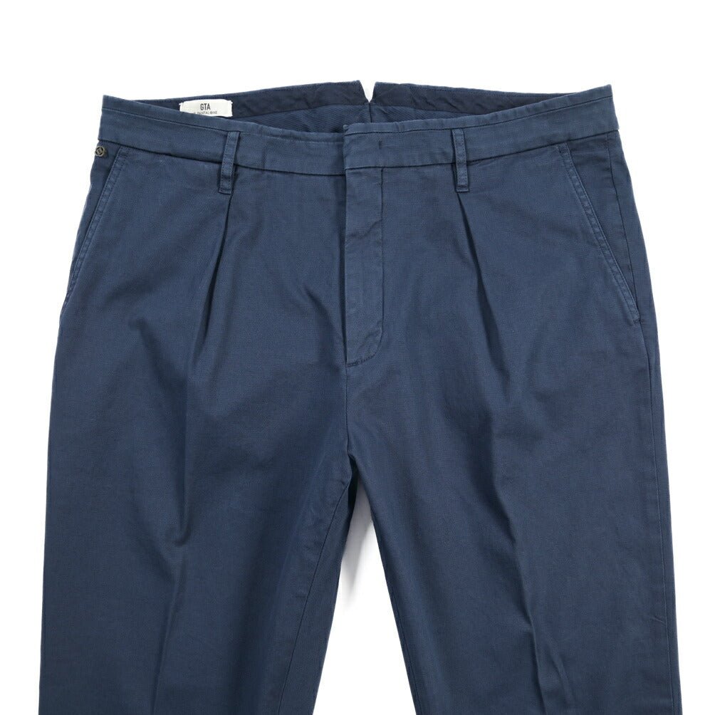 GTA “ALESSANDRO” ストレッチコットン ワンタックパンツ / COMFORT FIT ネイビー 50 | GUARDAROBA MILANO OFFICIAL STORE
