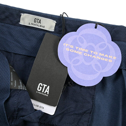 GTA “ALESSANDRO” ストレッチコットン ワンタックパンツ / COMFORT FIT ネイビー 50 | GUARDAROBA MILANO OFFICIAL STORE