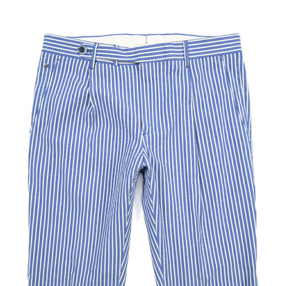 GTA “BYRON C” シアサッカー スリムフィットストレッチパンツ ブルー 44 | GUARDAROBA MILANO OFFICIAL STORE