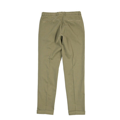 GTA “BYRON” ストレッチコットン ワンタックヘリンボーンパンツ / SLIM / メンズ カーキグリーン 48 | GUARDAROBA MILANO OFFICIAL STORE