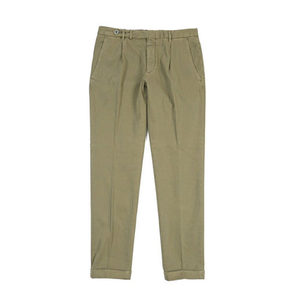 GTA “BYRON” ストレッチコットン ワンタックヘリンボーンパンツ / SLIM / メンズ カーキグリーン 48 | GUARDAROBA MILANO OFFICIAL STORE