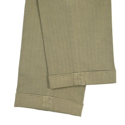 GTA “BYRON” ストレッチコットン ワンタックヘリンボーンパンツ / SLIM / メンズ カーキグリーン 48 | GUARDAROBA MILANO OFFICIAL STORE