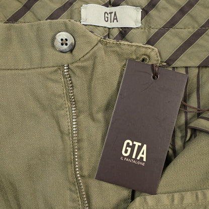 GTA “BYRON” ストレッチコットン ワンタックヘリンボーンパンツ / SLIM / メンズ カーキグリーン 48 | GUARDAROBA MILANO OFFICIAL STORE