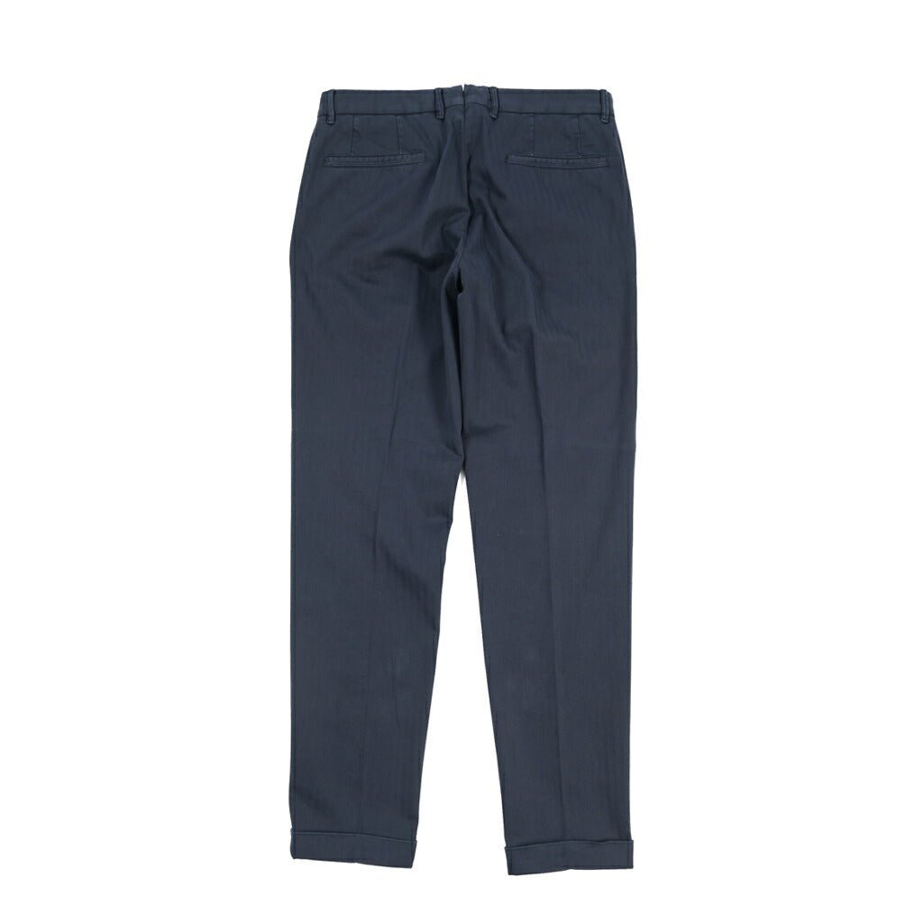 GTA “BYRON” ストレッチコットン ワンタックヘリンボーンパンツ / SLIM / メンズ ネイビー 48 | GUARDAROBA MILANO OFFICIAL STORE