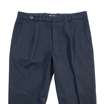 GTA “BYRON” ストレッチコットン ワンタックヘリンボーンパンツ / SLIM / メンズ ネイビー 48 | GUARDAROBA MILANO OFFICIAL STORE