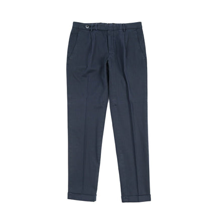 GTA “BYRON” ストレッチコットン ワンタックヘリンボーンパンツ / SLIM / メンズ ネイビー 48 | GUARDAROBA MILANO OFFICIAL STORE