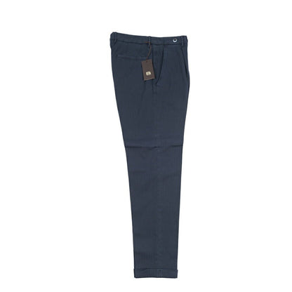 GTA “BYRON” ストレッチコットン ワンタックヘリンボーンパンツ / SLIM / メンズ ネイビー 48 | GUARDAROBA MILANO OFFICIAL STORE
