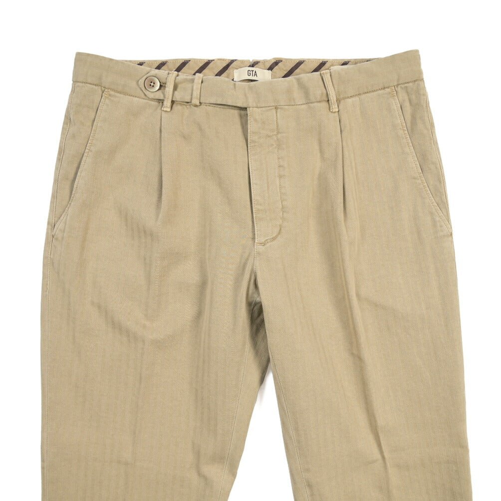 GTA “BYRON” ストレッチコットン ワンタックグルカパンツ / SLIM / メンズ ベージュ 48 | GUARDAROBA MILANO OFFICIAL STORE
