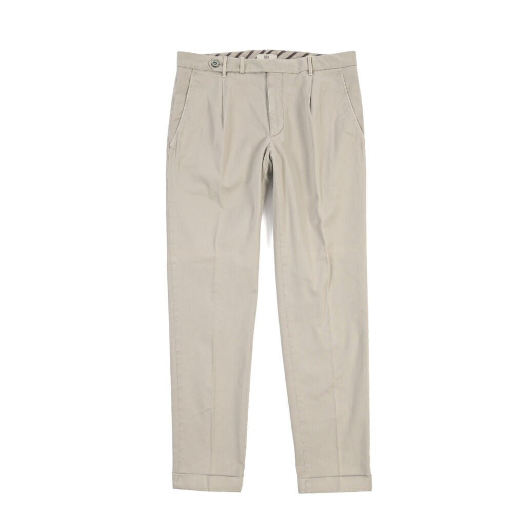 GTA “BYRON” SLIM FIT ストレッチコットン ワンタックパンツ / SLIM FIT グレー 46 | GUARDAROBA MILANO OFFICIAL STORE