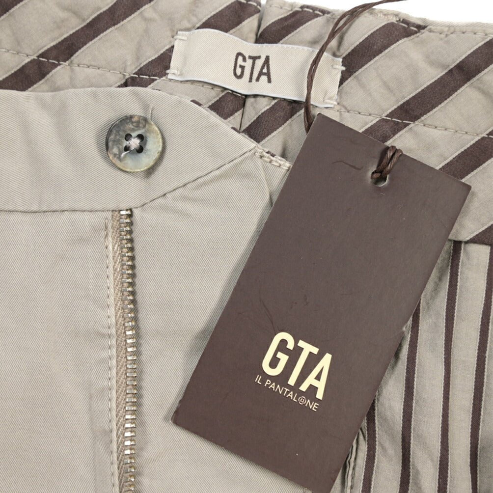 GTA “BYRON” SLIM FIT ストレッチコットン ワンタックパンツ / SLIM FIT グレー 46 | GUARDAROBA MILANO OFFICIAL STORE
