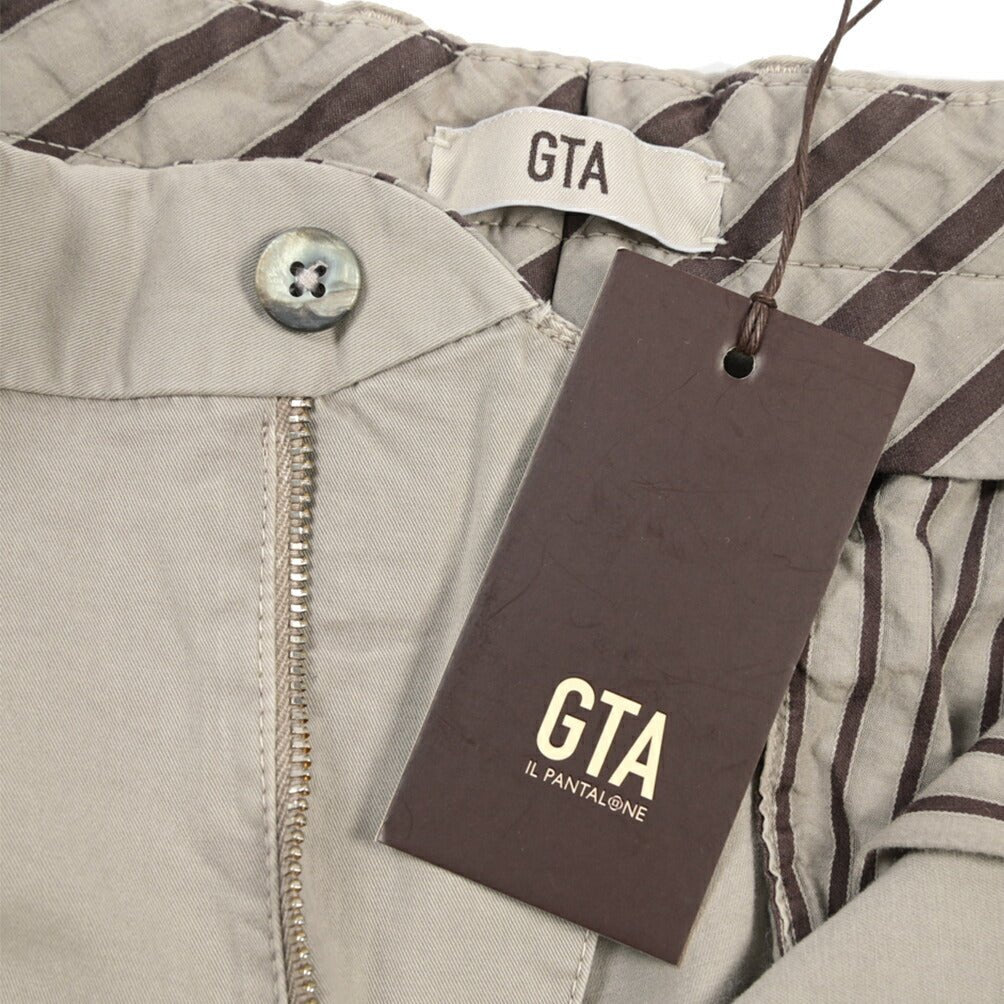 GTA “BYRON” SLIM FIT ストレッチコットン ワンタックパンツ / SLIM FIT グレー 48 | GUARDAROBA MILANO OFFICIAL STORE