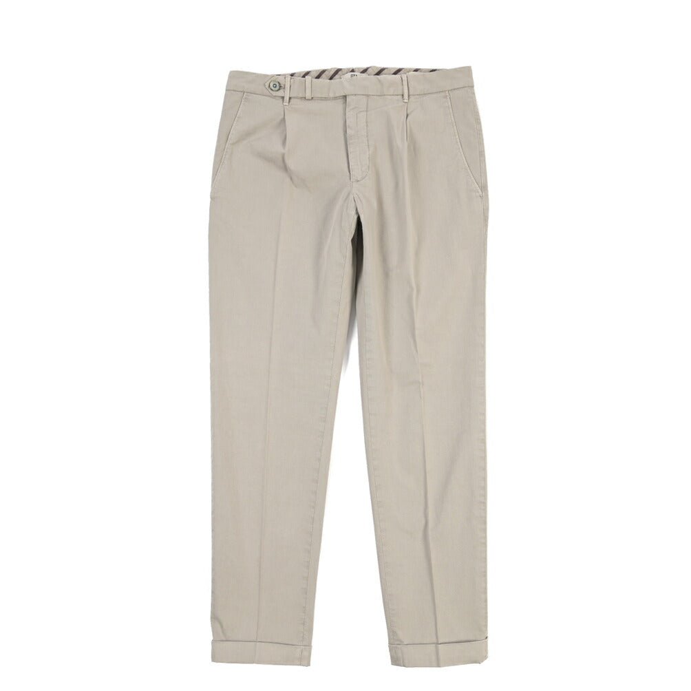 GTA “BYRON” SLIM FIT ストレッチコットン ワンタックパンツ / SLIM FIT グレー 48 | GUARDAROBA MILANO OFFICIAL STORE