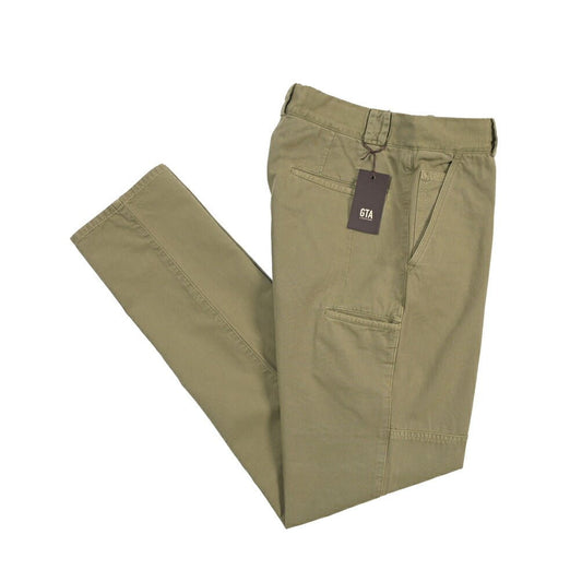 GTA “CHARLIE” コットン100% ノータックベイカーパンツ / 製品染め / COMFORT / メンズ カーキグリーン 46 | GUARDAROBA MILANO OFFICIAL STORE