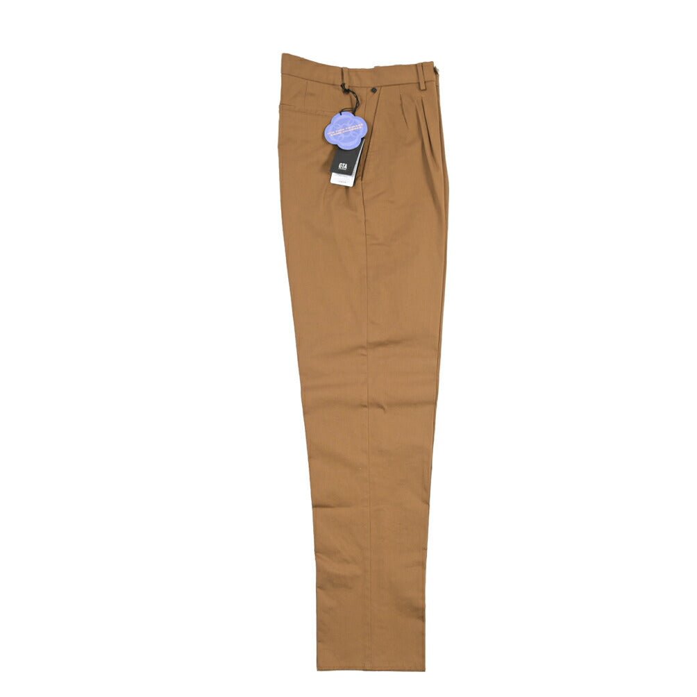 GTA “DANTE” ストレッチコットン ツータックチノパンツ / COMFORT FIT ブラウン 46 | GUARDAROBA MILANO OFFICIAL STORE