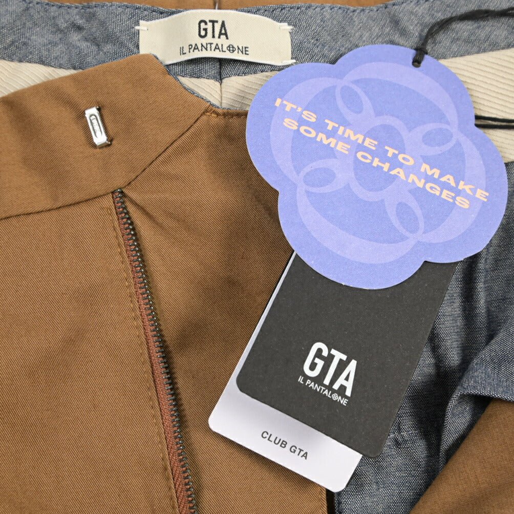 GTA “DANTE” ストレッチコットン ツータックチノパンツ / COMFORT FIT ブラウン 46 | GUARDAROBA MILANO OFFICIAL STORE