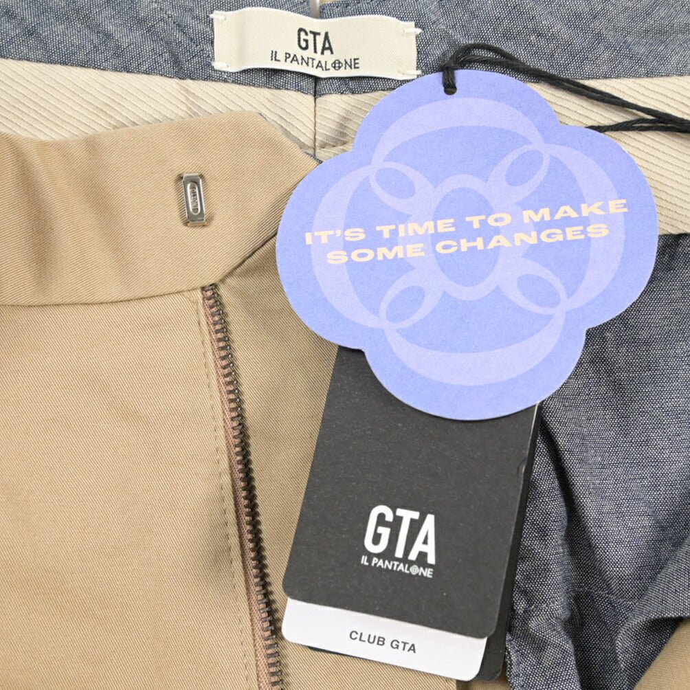 GTA “DANTE” ストレッチコットン ツータックチノパンツ / COMFORT FIT ベージュ 46 | GUARDAROBA MILANO OFFICIAL STORE