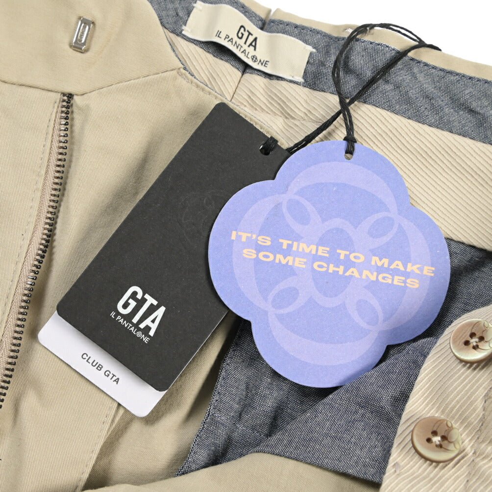 GTA “DANTE” ストレッチコットン ツータックチノパンツ / COMFORT FIT ベージュ 46 | GUARDAROBA MILANO OFFICIAL STORE