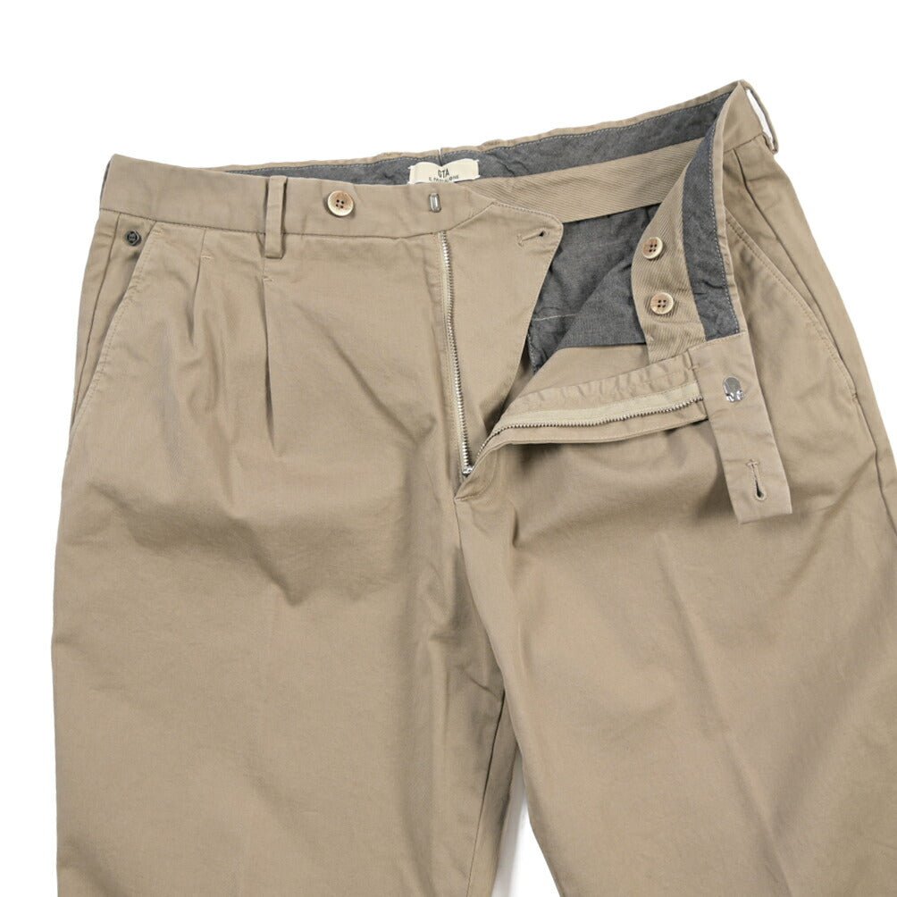GTA “DANTE” ストレッチコットン ツータックパンツ / COMFORT FIT グレージュ 52 | GUARDAROBA MILANO OFFICIAL STORE