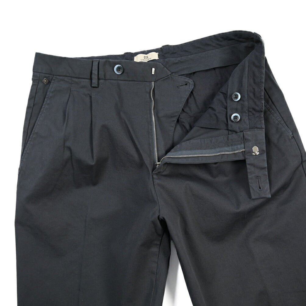 GTA “DANTE” ストレッチコットン ツータックパンツ / COMFORT FIT ネイビー 48 | GUARDAROBA MILANO OFFICIAL STORE