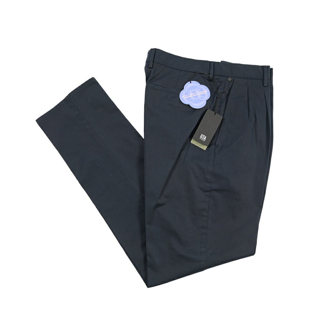 GTA “DANTE” ストレッチコットン ツータックパンツ / COMFORT FIT ネイビー 46 | GUARDAROBA MILANO OFFICIAL STORE