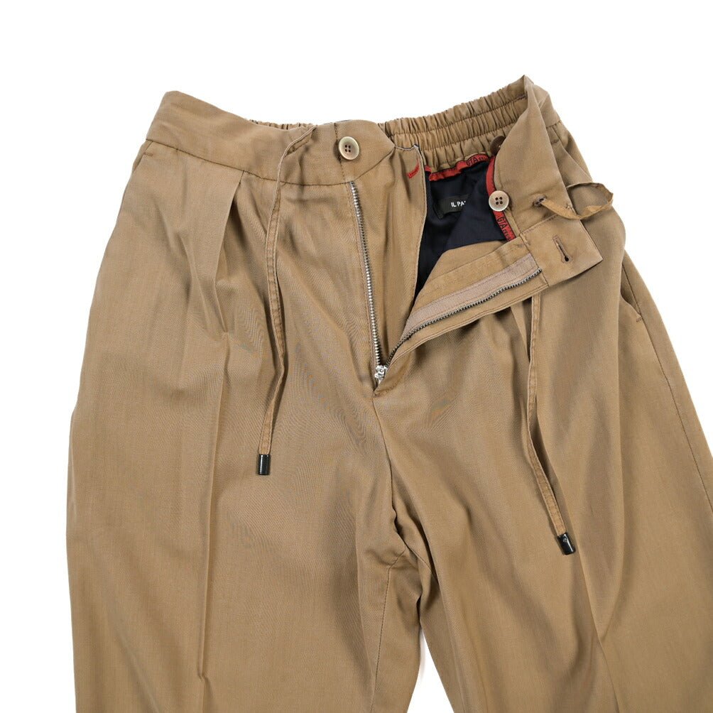 GTA “DAVIDE” ヴァージンウール100% ワンタックイージーパンツ / COMFORT FIT ベージュ 44 | GUARDAROBA MILANO OFFICIAL STORE