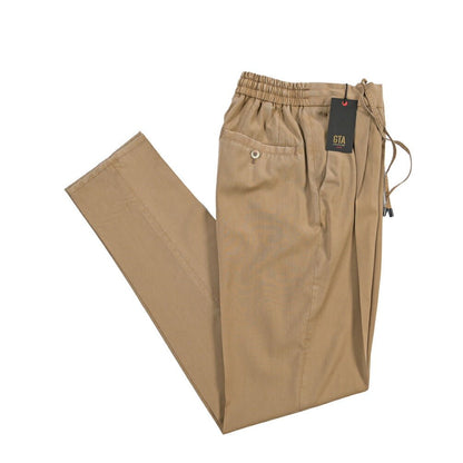 GTA “DAVIDE” ヴァージンウール100% ワンタックイージーパンツ / COMFORT FIT ベージュ 44 | GUARDAROBA MILANO OFFICIAL STORE