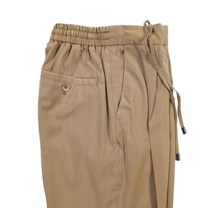 GTA “DAVIDE” ヴァージンウール100% ワンタックイージーパンツ / COMFORT FIT ベージュ 44 | GUARDAROBA MILANO OFFICIAL STORE