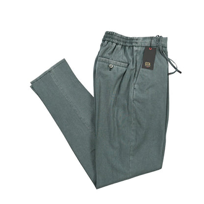 GTA “DAVIDE” ヴァージンウール100% ワンタックイージーパンツ / COMFORT FIT グリーン 46 | GUARDAROBA MILANO OFFICIAL STORE