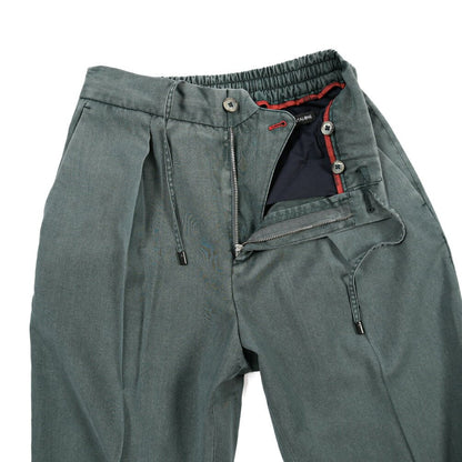 GTA “DAVIDE” ヴァージンウール100% ワンタックイージーパンツ / COMFORT FIT グリーン 46 | GUARDAROBA MILANO OFFICIAL STORE