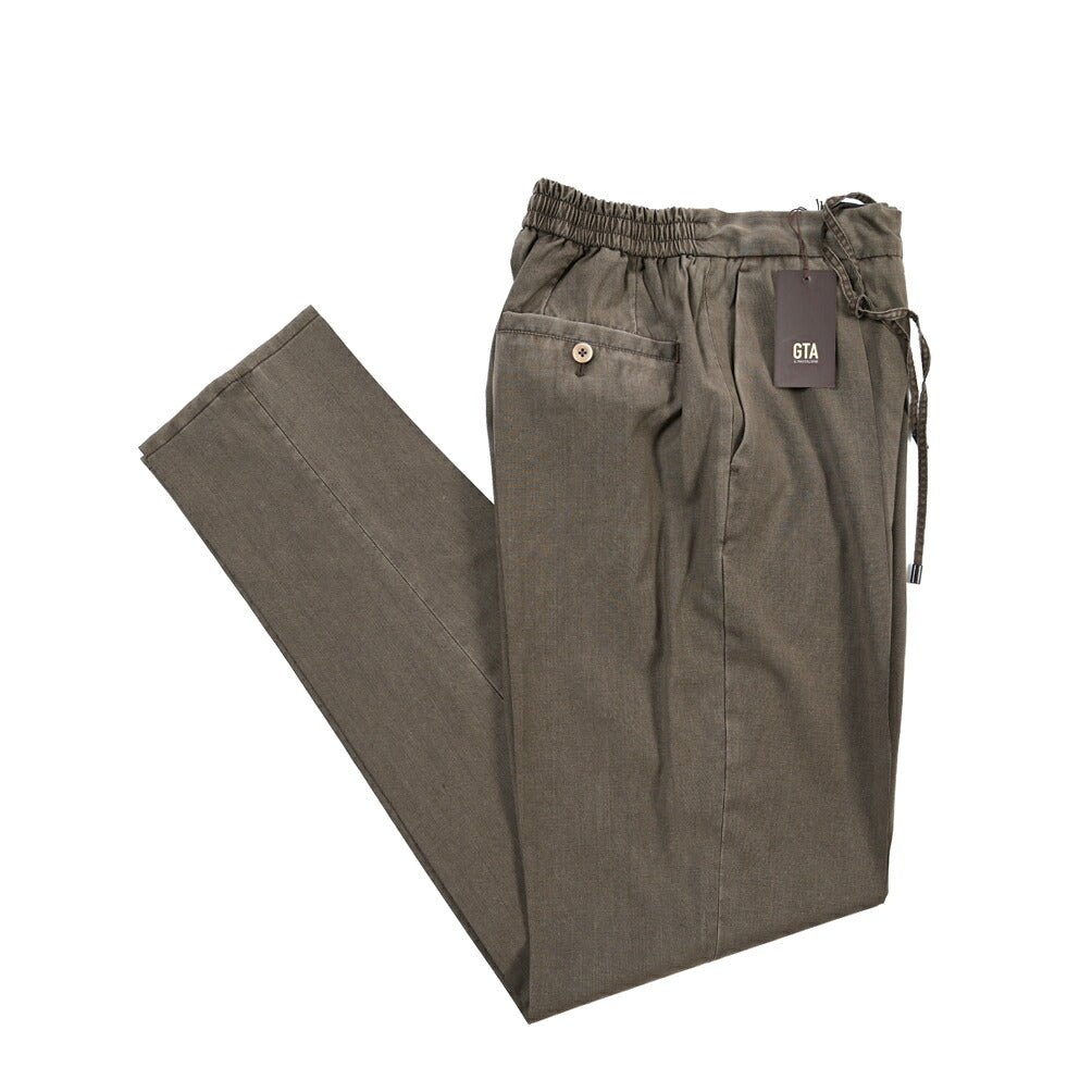 GTA “DAVIDE” ヴァージンウール100% ワンタックイージーパンツ / COMFORT FIT ブラウン 44 | GUARDAROBA MILANO OFFICIAL STORE