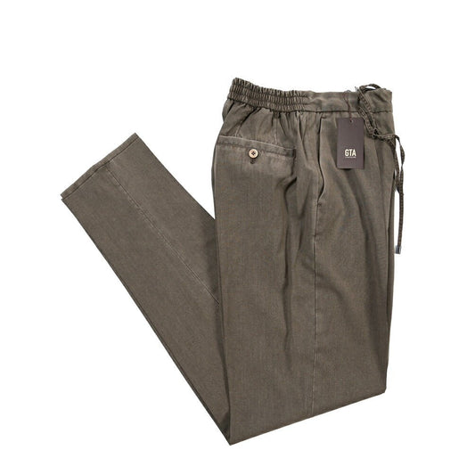 GTA “DAVIDE” ヴァージンウール100% ワンタックイージーパンツ / COMFORT FIT ブラウン 44 | GUARDAROBA MILANO OFFICIAL STORE