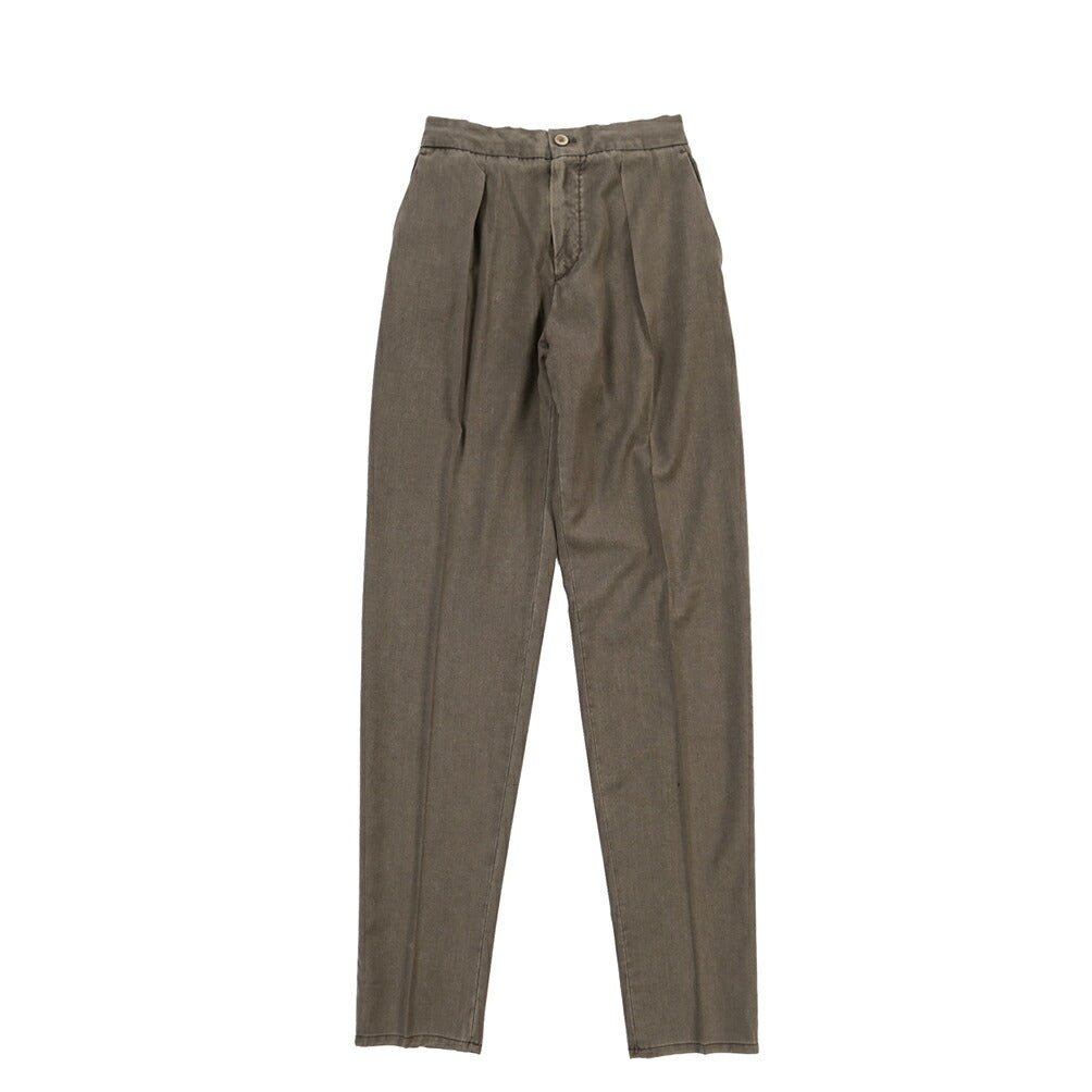 GTA “DAVIDE” ヴァージンウール100% ワンタックイージーパンツ / COMFORT FIT ブラウン 44 | GUARDAROBA MILANO OFFICIAL STORE