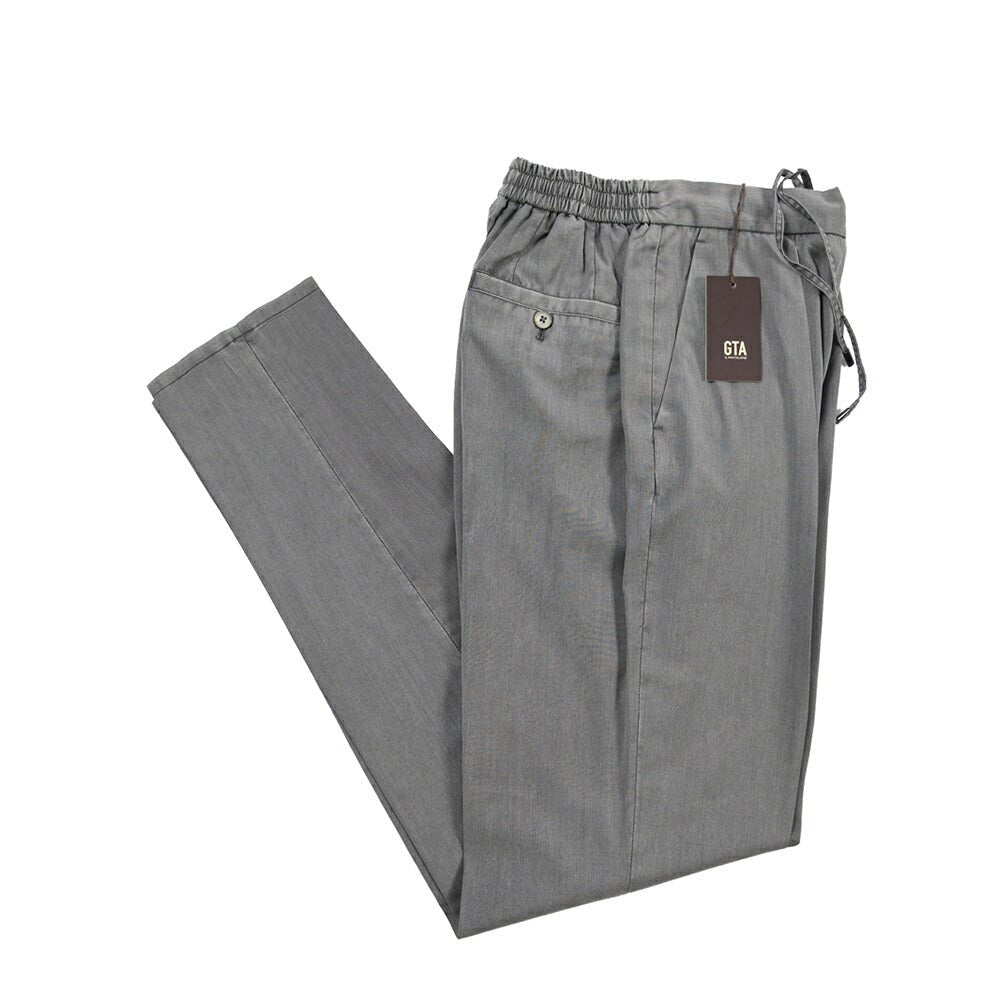 GTA “DAVIDE” ヴァージンウール100% ワンタックイージーパンツ / COMFORT FIT グレー 44 | GUARDAROBA MILANO OFFICIAL STORE